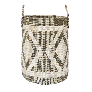 Panier de rangement moderne en jonc de mer tressé à la main avec cordes en plastique Nouveau panier à linge décoratif pour le rangement et l'organisation de la maison - Product Image 2