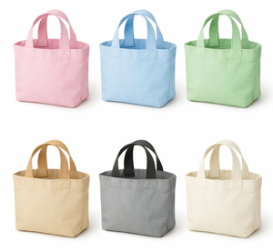 กระเป๋าผ้าแคนวาสขนาดเล็กสั่งทำโลโก้ขายส่ง กระเป๋าช้อปปิ้งสีสันสดใสนำกลับมาใช้ใหม่ได้ ใช้ได้ทุกวัน มีหูหิ้ว - Product Image 1