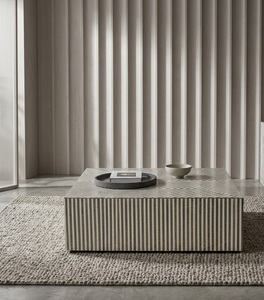 Mesa de Centro Moderna Cuadrada con Aspecto de Mármol, Patrón Geométrico, Marco Metálico de Perfil Bajo para Sala de Estar, Hotel, Rajasthan - Product Image 2