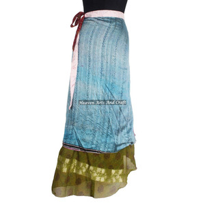 Coffee Colour Hand Block Printed Silk Wrap <b>Skirt</b> Stylish Casual Wear Sari Silk <b>Long</b> Wrap <b>Skirts</b> for <b>Girls</b> Cover up Wear Vintage - Product Image 4