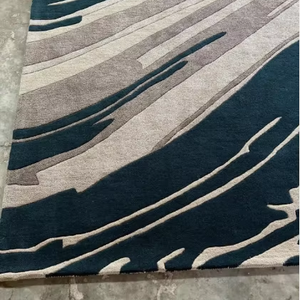 Alfombra Moderna de Lana con Diseño de Ondas, Hecha a Mano, Ecológica, Antideslizante, para Sala de Estar, Niños, Adultos, Uso Comercial y de Oración - Product Image 1