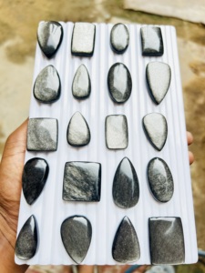 Obsidiana plateada natural al 100%, cabujón de calidad AAA, piedra preciosa suelta Trimurti Gems Rajasthan, 15-50 mm, para anillos y colgantes - Product Image 5