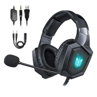 Headset USB K8 Peredam Kebisingan PS4 Auriculares Gaming Headphones Auriculares Gamer Headset Dengan Mic Lampu RGB untuk PC Switch