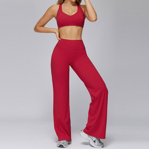 Ensemble de yoga 2 pièces en Spandex et Nylon respirant, ensemble de yoga 3 pièces en Spandex et Nylon, ensemble de yoga écologique en Spandex taille mi-haute - Product Image 1