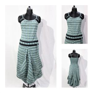 เดรสผ้าฝ้ายพิมพ์ลายดอกไม้คุณภาพสูง แขนกุด ทรงเอไลน์ ยาวคลุมเท้า เอวธรรมชาติ สไตล์ลำลอง ซักได้ - Product Image 5