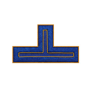 Parche de insignia de rango bordado personalizado, distintivo masónico, distintivo de hombro azul con borde dorado, OEM ODM, forma de T, cuentas de color sólido premium - Product Image 1
