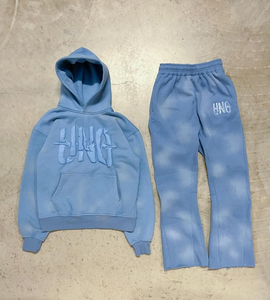 Ensemble de survêtement décontracté d'hiver pour hommes, confortable, en coton doux, avec motif sérigraphié, design empilé, brodé, tricoté - Product Image 3