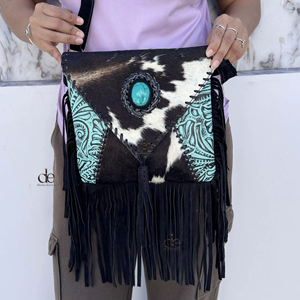 Sac à main en cuir de vachette à franges en fourrure de designer pour femmes, sac à bandoulière en cuir de vachette à franges en fourrure, sac à main élégant, cadeaux - Product Image 1