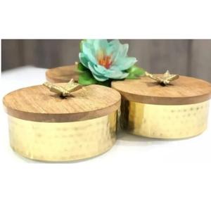 Bocaux à sucre, ustensiles de cuisine, design moderne, finition dorée, récipient à thé en métal avec couvercle en bois, pot de rangement pour café et thé - Product Image 1