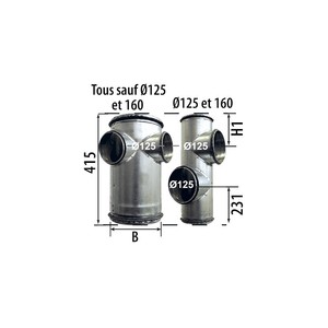 Colector de suelo 3JW 867808 VIM COEV Galva con 125 2 grifos 90 ° T3A HVAC Systems Part - Product Image 2