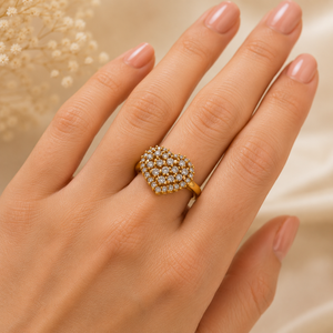 Elegant 10K Solid Gold Love Heart Proposal <b>Ring</b> High Quality Custom <b>Iced</b> Moissanite Diamond Anniversary <b>Ring</b> for Valentine's Day - Product Image 2
