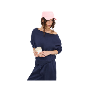 Sweat-shirt oversize pour femme, épaules tombantes, couleur unie, col rond, manches longues, 100% coton tricoté, respirant, style automne - Product Image 4