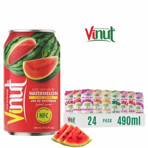 Jus de pastèque sans sucre 330 ml, boisson aux fruits et légumes, jus véritable, durée de conservation de 18 mois, marque privée, Vietnam - Product Image 1