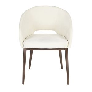 Fauteuil contemporain en velours crème Renee avec pieds en métal cuivré pour salon - Product Image 5