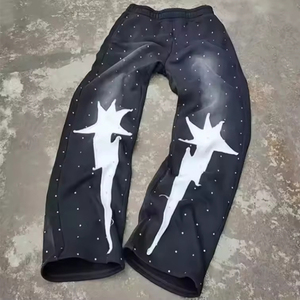 Pantalon Harem Noir pour Homme, Taille Élastique, Imprimé Étoiles, Décontracté, Léger, Respirant, Tricoté, Style Été - Product Image 5