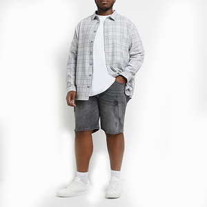 Shorts en jean décontractés pour hommes, teinture color block personnalisée, été, 100% coton, multi-poches, coupe ajustée, écologiques, respirants - Product Image 6