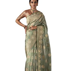 Latest Designer Pure Organza Saree with Zari Weaving Work by Fab Zone <b>Indian</b> & <b>Pakistani</b> <b>Clothing</b> - Product Image 1