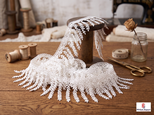 Fournisseur de tissu en dentelle à franges sur mesure, fabricant de garnitures en dentelle cils pour robes de mariée, textile de mode africaine - Product Image 2