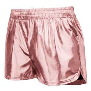 Shorts en satin rose pour femme, taille élastique, poches, style sportif, coupe ajustée, taille haute, couleur unie, respirant, entraînement, haute qualité - Product Image 3