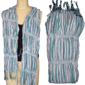 Chal Ligero de Poliéster a Rayas para Mujer, Bufanda Larga Informal para Uso Diario en Todas las Estaciones con Borde de Flecos - Product Image 1