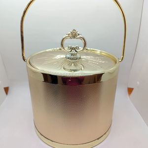Luxury Gold Metal Ice <b>Bucket</b> with Designer <b>Lid</b> for Elegant Home Bars Cocktail Parties and Stylish Table Entertaining From India - Product Image 1