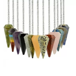 Péndulo de Cristal Natural Multigema Facetado en Forma de Cono para Sanación Reiki y Trabajo Energético de Aameena Agate - Product Image 4