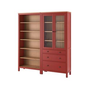 Juego de Librerías de Madera de Teca Rojo Ladrillo, 2 Piezas, Mueble Modular de Almacenamiento con Puertas de Vidrio y Cajones - Product Image 2