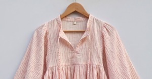 Tie Dye Woven Cotton Lace Breathable Simple Women's V-neck <b>Balloon</b> Sleeve Bohemian Handmade Casual Christmas Blouse All Seasons - Product Image 2