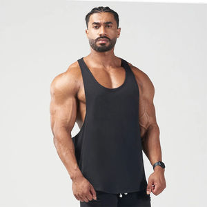 Débardeur de sport pour homme en Spandex/Coton, col rond, sans manches, couleur unie, coupe ajustée, respirant, impression personnalisée - Product Image 3
