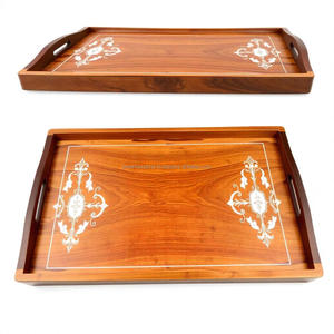 Lujosa bandeja de madera hecha a mano con incrustaciones de nácar, perfecta para decoración del hogar, comedor y ocasiones especiales de regalo - Product Image 6