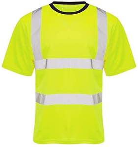 T-shirt de sécurité jaune haute visibilité avec bandes réfléchissantes, vêtements de travail pour hommes, matière polyester - Product Image 1