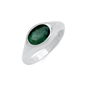 Oval Green <b>Emerald</b> Gemstone <b>Ring</b> 925 Sterling <b>Silver</b> Handmade Unisex Fine Jewelry Wholesale Price Everyday Wear Jewelry - Product Image 1