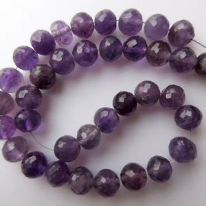 ลูกปัดพลอยอเมทิสต์สีม่วงธรรมชาติทรงกลมเจียระไนรูใหญ่ขนาด 10 มม. สำหรับทำเครื่องประดับแบบร้อยเป็นเส้น - Product Image 1