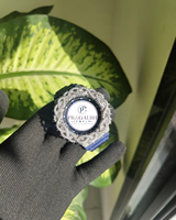 Pragalbh Jewels Maßgefertigte Luxus-Diamantuhr Vereiste Moissanit-Lünette Edelstahl-Gummiarmband-Uhr für Herren