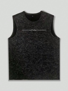 Débardeur d'été décontracté en coton tricoté lavé pour homme, respirant, idéal pour la gym, avec imprimé graphique slogan commémoratif, 3 couleurs - Product Image 5