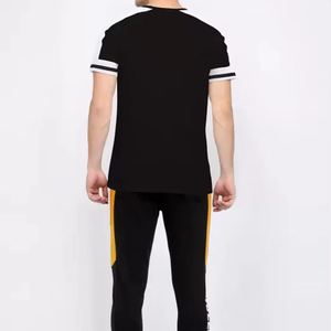 Camiseta de Manga Corta para Hombre, Color Negro y Amarillo, Cuello Redondo, Transpirable, Informal, Deportiva, para Verano - Product Image 4