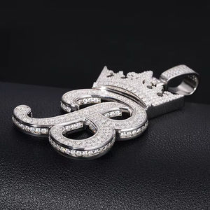 สร้อยคอจี้รูปมงกุฎประดับเพชรแบบ Iced Out ชุบเงิน สไตล์ฮิปฮอป เครื่องประดับสำหรับผู้ชาย - Product Image 2