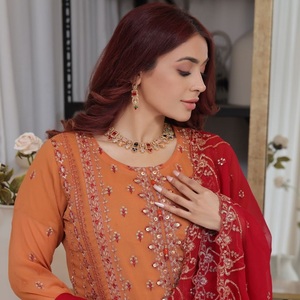 Trajes indios de gasa de 3 piezas Bin Hameed Vol NISHA Long Maxi Luxury Boutique Vestidos para mujeres con estilo hermoso para ropa de fiesta - Product Image 3