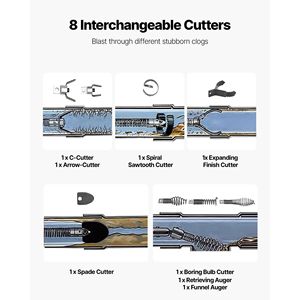 Macchina Portatile per la Pulizia degli Scarichi con Spirale Autoalimentata da 100 FT X 1/2 Pollici e Ruota Auto-Scalante - Product Image 6