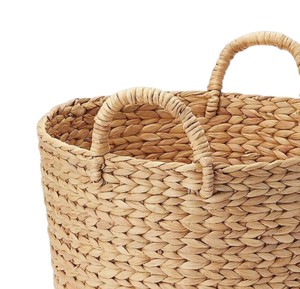 Panier en jacinthe d'eau tressé de qualité supérieure, fait main, naturel, avec bord robuste, pour rangement et décoration intérieure - Product Image 3