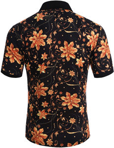 เสื้อโปโลพิมพ์ลายดอกไม้สำหรับผู้ชายแขนสั้นฤดูร้อนชุดลำลองน้ำหนักเบาระบายอากาศได้ - Product Image 2