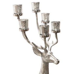 Aluminium Tabletop <b>Candlestick</b> Holder with Reindeer <b>Silver</b> Plated Modern Candle Holder for Christmas Home Decor Gift Idea - Product Image 4