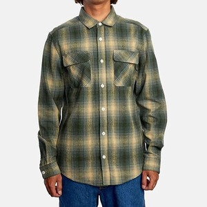 Chemise décontractée à manches longues en flanelle de coton à carreaux de qualité supérieure, coupe classique, personnalisée en usine pour hommes - Product Image 2