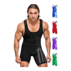 Ropa Deportiva Unisex Dorada y Azul con Estampado por Transferencia Térmica, Elástica, de Secado Rápido, Transpirable, Ligera y Ajustada, con Logotipo Frontal para Lucha Libre - Product Image 6