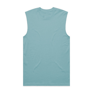 Camiseta sin mangas de alta calidad, fácil de usar, para hombre, color azul claro, cuello redondo, tejida, informal, de color sólido y transpirable. - Product Image 1