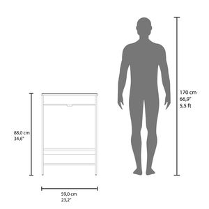 Mobile da Bagno Shell con 2 Ante e Vano Aperto, Vanità Bianche per Bagni - Product Image 6