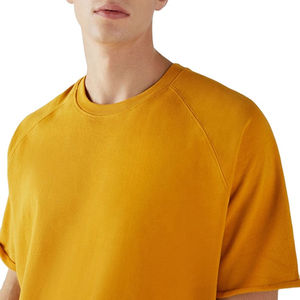 Men's Mustard Yellow O-Neck Short Sleeve Cotton T-<b>Shirt</b> Regular Fit Solid Color Casual Knitted Plain Dyed Style Manufacturer - Product Image 2