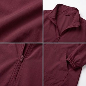 Chaqueta Cortavientos para Hombre, Estilo Urbano Informal, Color Rojo Vino Borgoña, Cuello Alto con Cremallera, Ligera - Product Image 5