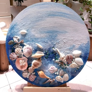 Arte de collage de conchas marinas al mejor precio, decoración náutica, obra de arte recién llegada, arte decorativo hecho a mano. - Product Image 3