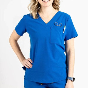 Ensembles d'uniformes médicaux personnalisés en tissu tissé, anti-plis, pour femmes, avec hauts à col en V, pour le personnel infirmier et les professionnels de la beauté - Product Image 5